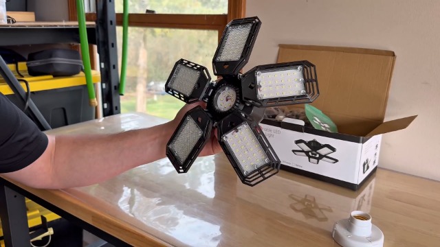 Image of Luyata LED Garage Lights 4 Pack, Ceiling LED Shop Light 180W 18000LM 6500K Screw in Led Light with 5+1 Deformable Panels, Bright Led Lighting for Garage Workshop Basement Support E26 /E27 Socket