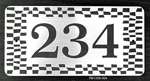 Comfort House Personalized Address Sign - Custom Address Plaque With Decorative Checkered Border Displays Your House Number # RB1206004