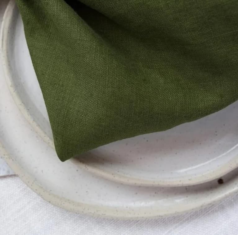 INDACORIFY 500 Pcs Moss Green Napkin Cotton Handmade Napkin Moss Green Washable Napkins Wedding Cotton Handmade Stonewashed Napkin (500, (40X40 CM) 16X16 Inches)