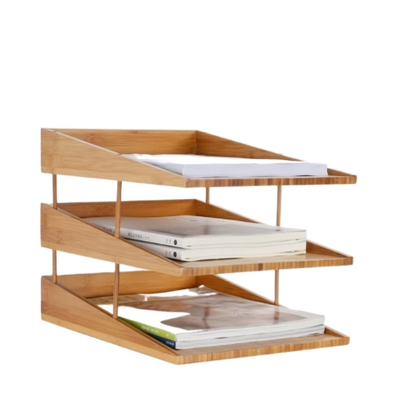 Schreibtisch Organizer Briefablage Aus Bambus Mit 3 Ebenen, Papier-Organizer, Schreibtisch-Akten-Organizer Für Das Heimbüro Desk Organizer Büro Essentials