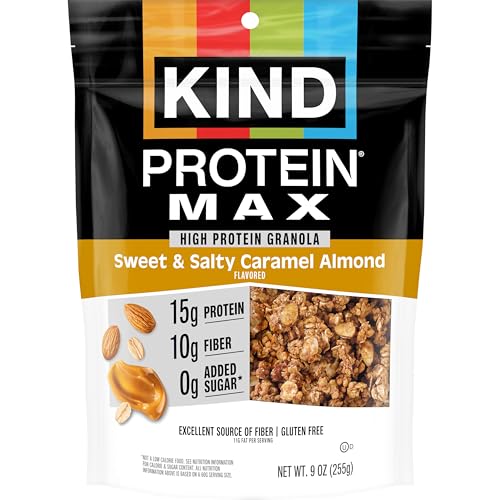 Image of KIND Protein MAX Granola, Sweet & Salty Caramel Almond, 15g Protein, Low Sugar (4g Total, 0g Added), Keto Friendly, Gluten Free, Non-GMO, 9oz