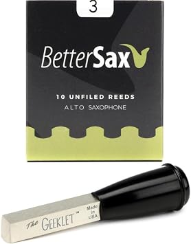 BetterSax Alto Saxophone Reeds Jazz Cut Strength 3.0 - Professional Quality for Rich Sound - Includes Reed Tool for Enhanced Performance - Easy to Use - 10-Pack for Sax Players of All Levels