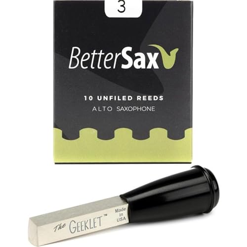 BetterSax Alto Saxophone Reeds Jazz Cut Strength 3.0 - Professional Quality for Rich Sound - Includes Reed Tool for Enhanced Performance - Easy to Use - 10-Pack for Sax Players of All Levels