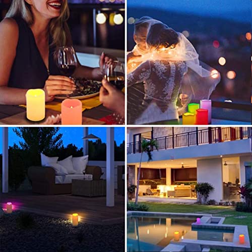Enido 9 Pcs Color Changing Flameless Candles, Battery Operated LED Candles with Remote and Timer for Fall Decor, Holiday Decor (D: 3'' x H: 4''5''6'')
