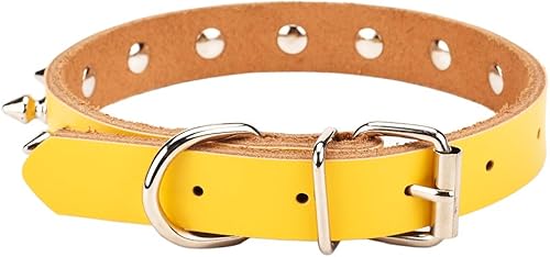 Miniatura 7 de Aolove Basic Classic Adjustable Genuine Cow Leather Pet Collars for Cats Puppy Dogs