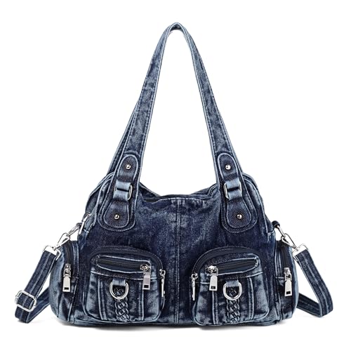 Casual Washed Denim Shoulder Bags Top Handle Lady's Hobo Bags Women Purses And Handbags