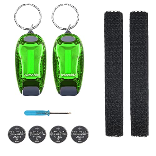 kwmobile 2er Set LED Sicherheitslicht - Blinklicht Licht Clip - Joggen mit Batterien Klett Armband - mehr Sichtbarkeit bei Dunkelheit - COB Upgrade