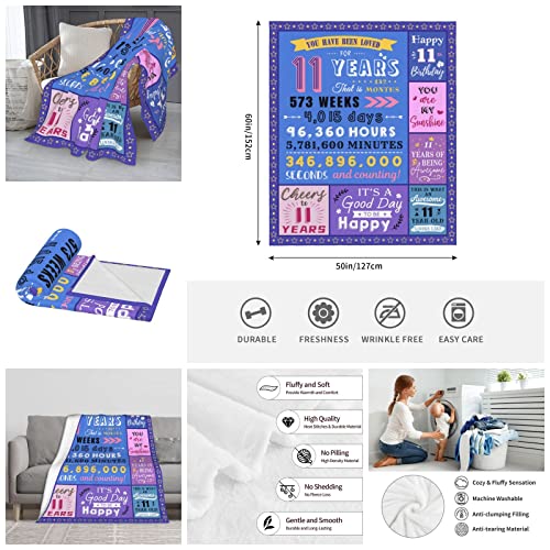 Paihvcn Gifts For 11 Year Old Girls, Birthday Gifts For 11 Year Old Girls, 11 Year Old Girl Birthday Gifts, 11Th Birthday Decorations For Girls, 11Th Birthday Gifts For Girls Throw Blanket 50X60 Inch #TOP5