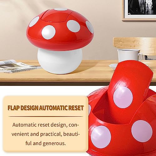 Image of VIKKSAER Cute Mushroom Trash Can, Mini, 7.5 in, Red, ABS
