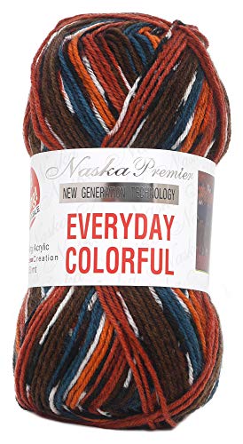 NASKA エブリデイ カラフル 毛糸 並太 Col.325 マルチ 系 100g 約250m 5玉セット N-57