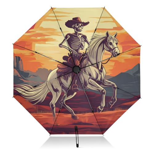 Parapluie compact automatique de 117 cm pour femme - Style western noir