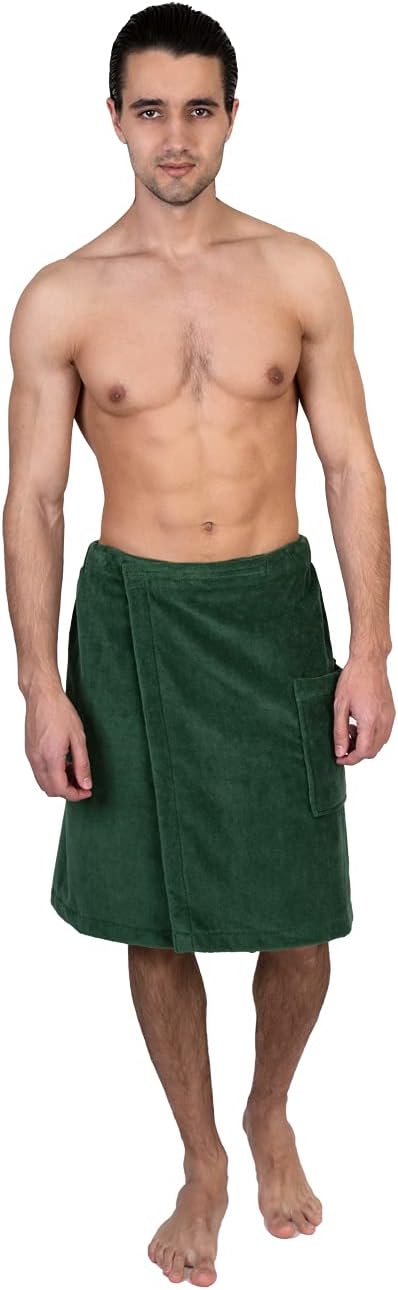 TowelSelections Mens Cotton Shower Wrap Adjustable Terry Velour Spa Bath Towel Wrap Sauna Gym Towels for Men