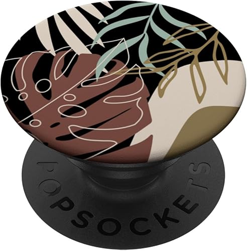 PopSockets Boho Tropical Botánico Exótico Minimalista Marrón Negro PopSockets intercambiables PopGrip