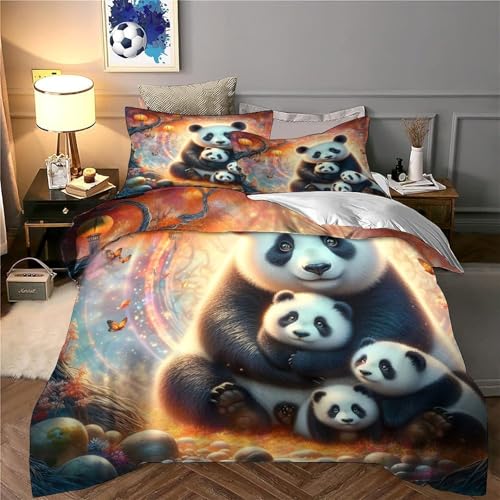 Parure de lit panda 200x200 cm en microfibre avec housse de couette imprimée 3D - 6