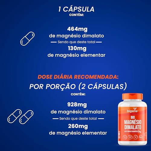 Bio Magnésio Dimalato Vegano, 60 capsulas, Bigens (Kit 2)