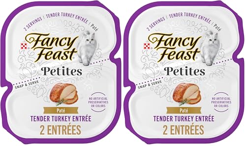 Image of Fancy Feast Purina Petites Tender Turkey Entree Gourmet Wet Cat Food Pate - 2.8 oz. Tubs,(Pack of 24)