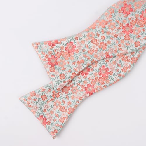 Image of Alizeal Mens 2pcs Floral Self-tied Bow Tie Pocket Square Set | Premium Classic Pocket Square Perfect for Wedding Proms Business
