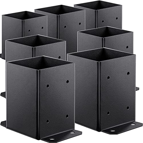 VOTZT 4×4 Post Base 7 Pcs, Deck Post Base 3.6 x 3.6 inch, Heavy Duty Post Anchor Base Matte Black Wood Post Brackets Deck Base Plate for Pavilion Deck Railing Support Trim Anchor