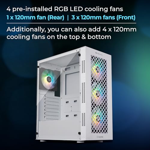 Image of ZEBRONICS Slayer Mid-Tower Premium Gaming Cabinet ATX /MicroATX /MINI ITX, 3X 120mm Front + 1x 120mm Rear Fan, Halo Glow Ring RGB Fans, RGB LED Modes, Tempered Glass Side Panel, USB 3.0
