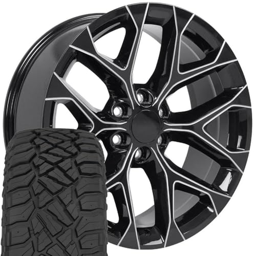 OE Wheels CV98B 22 Inch Rims and Tires Fit Silverado