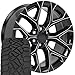 OE Wheels CV98B 22 Inch Rims and Tires Fit Silverado 1500 Snowflake Style 6x139.7 22x9 Gloss Black with Milled Edge - Hollander 5668 - TerraMax RT 285/45-22 (Set of 4)