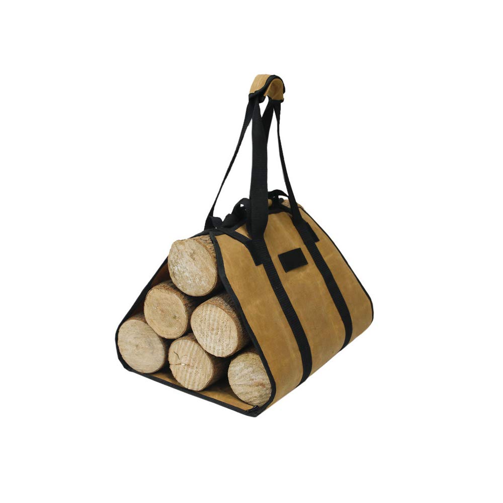 Robuste Holztasche Für Kaminholz – Extra Großer Träger Mit Griffen, 48x23x38 Cm | Feuerholzhalter Für Camping & Zuhause