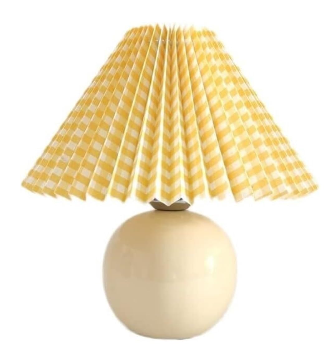Ceramiczny abażur plisowany Retro lampka nocna Stolik nocny Lampy do sypialni stołowa do salonu (kolor