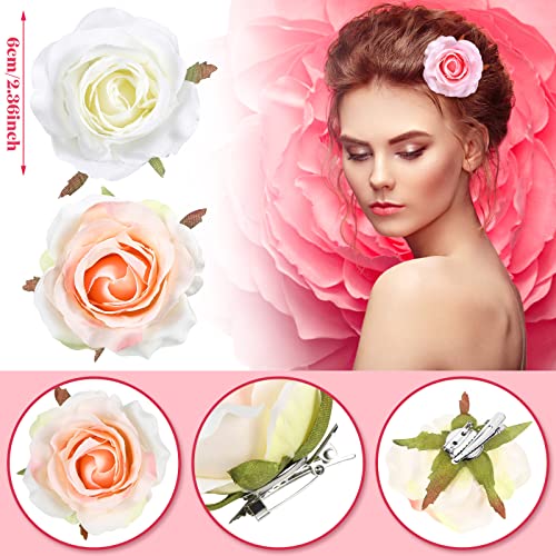 Geyoga 36 Pcs Multicolor Rose Hair Clip Medium Flower Hairpin Handmade Elegant Pink Flower Brooch Floral Clips Flower Hair Accessories For Woman Girl Party Wedding Bridesmaid Bridal Head Piece #TOP2