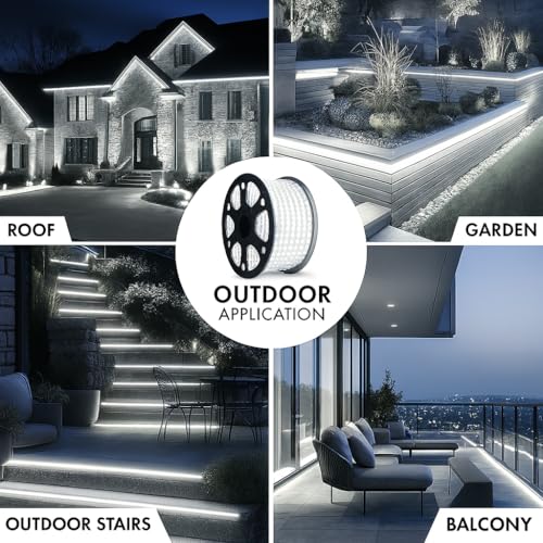 Image of Gesto 50 Meter Rope LED Strip Lights | 120 LED /Mtr Waterproof Outdoor Lights for Balcony, Home Decor, Cove Light for False Ceiling | Flexible, Cuttable Strip Light for Diwali Decoration - White 6500K