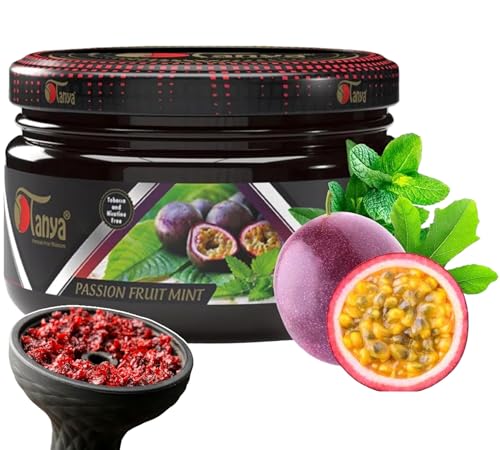 Tanya Herbal Hookah Molasses 100% Nicotine & Tobacco Free Shisha Hookah Flavors Mix Organic Shisha Flavors Delicious Fruit Flavors (The Passionfruit Mint)