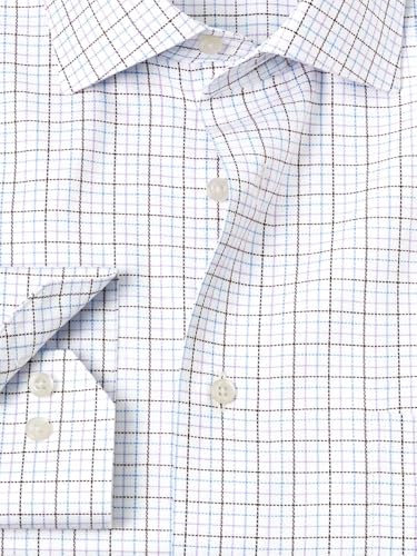 Paul Fredrick Men's Classic Fit Comfort Stretch Non-Iron Tattersall Dress Shirt2