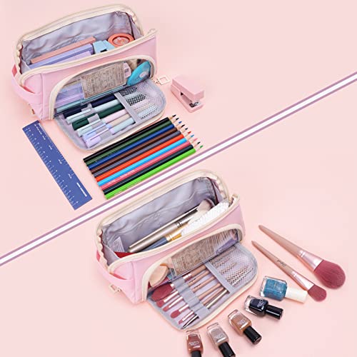 Eoout Big Capacity Pencil Case Pencil Pouch Pen Bag Large Organized Cute Pen Case For School Stationery And Travel Cosmetics Storage (Pink) #TOP5