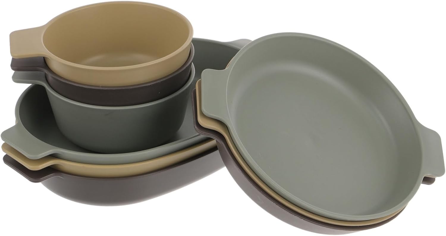 Toddmomy Portable Dish Set Outdoor Camping Bowl Plate Plastic Dinnerware Set Speckled Dinnerware for Dining Table