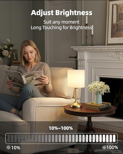 Image of Wireless Lamp, 2-Pack, 8000mAh, Dimmable, Ambient Light, 2700K, Touch Control, Portable, Small, LED, Rechargeable Table, Rechargeable, Cordless, Desk Lamp, Kitchen Lamp, Fabric Shade, for Dining Room