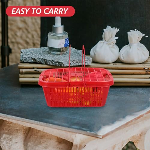 Cesta drenaje de plástico rojo pequeña con asa para recolección y manualidades caseras 5