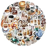 Kaffee Getränke Stickers Set 50 Stück, Wasserdichte Vinyl Cute Coffee Cafe Aufkleber für Laptop, Wasserflasche, Reisekoffer, Handyhülle, iPad, Tagebuch, Scrapbook, Kinder Jugendliche