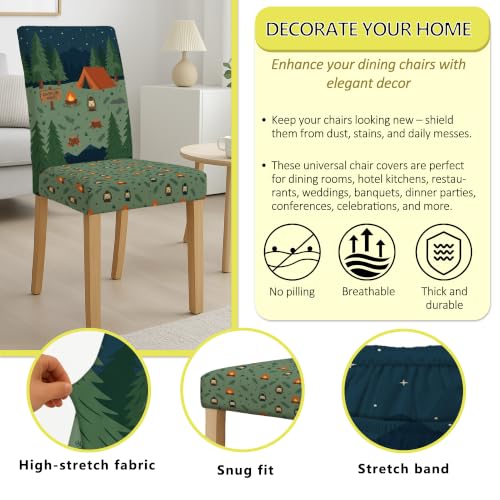Fundas para sillas de comedor verde elastano elásticas lavables y suaves 6