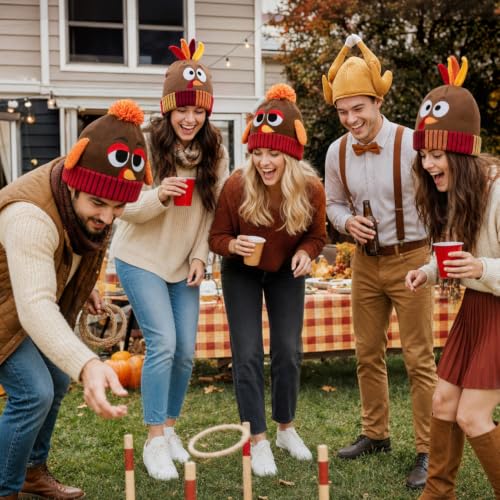 JOYIN 2 PCS Thanksgiving Pom Poms Beanie Hats, Turkey Trots Thanksgiving Role Play Cosplay, Party Supplies, Accessories, Costume Hats - image 8