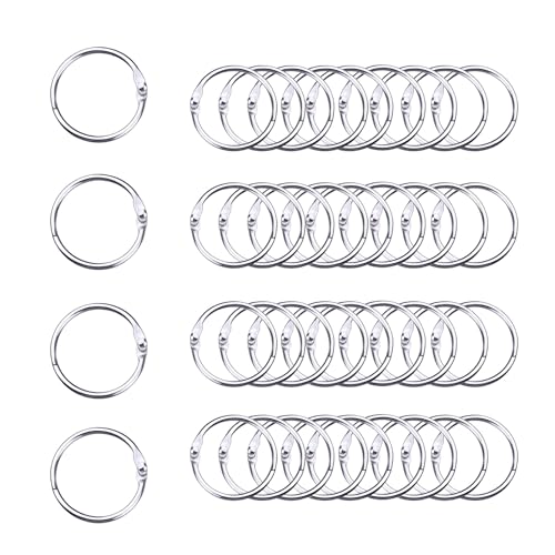 50 anillos de metal para carpeta, 20 mm, anillos plateados para manualidades, encuadernación de libros y organización, anillos divididos multiusos para oficina, escuela, hogar y llaveros