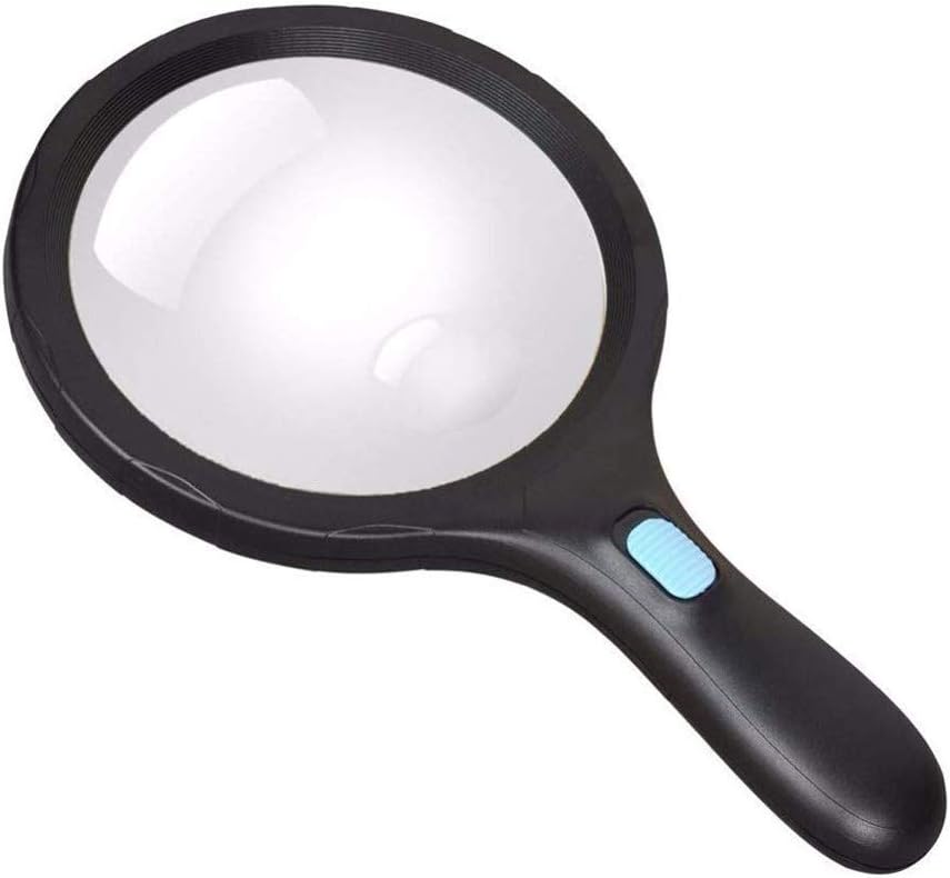 JSEIAJB Black Magnifying Glass，Handheld Magnifier for Reading, Inspection, Hobbies Crafts, Glass Diameter 138mm