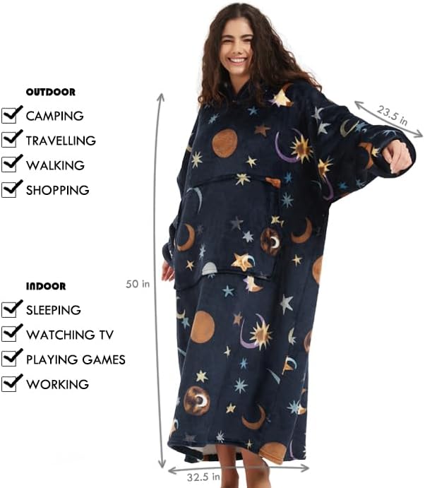 Wearable Blanket Hoodie Oversize Sherpa Fleece Hooded Blanket for Adults and Kids Cozy Sweatshirt for Women Men - Image 3