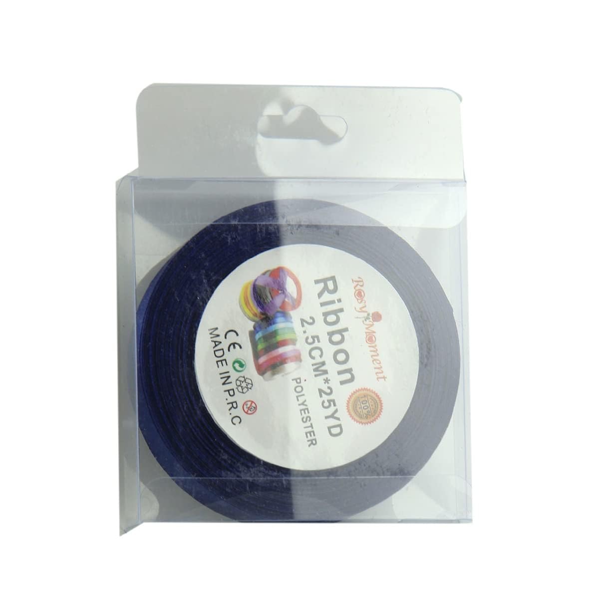 Rosymoment Ribbon Satin Fabric Ribbon For Gift Package Wrapping Hair Bow Clips Making Crafting Sewing Wedding Decorations Width 2.5Cm*23 Ms Rbn-8555 - Navy Blue