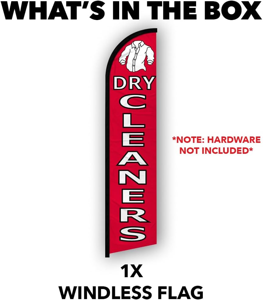 Dry Cleaners Windless Full Sleeve Banner Swooper Flag - Perfect for Businesses, Stores, Shops, etc