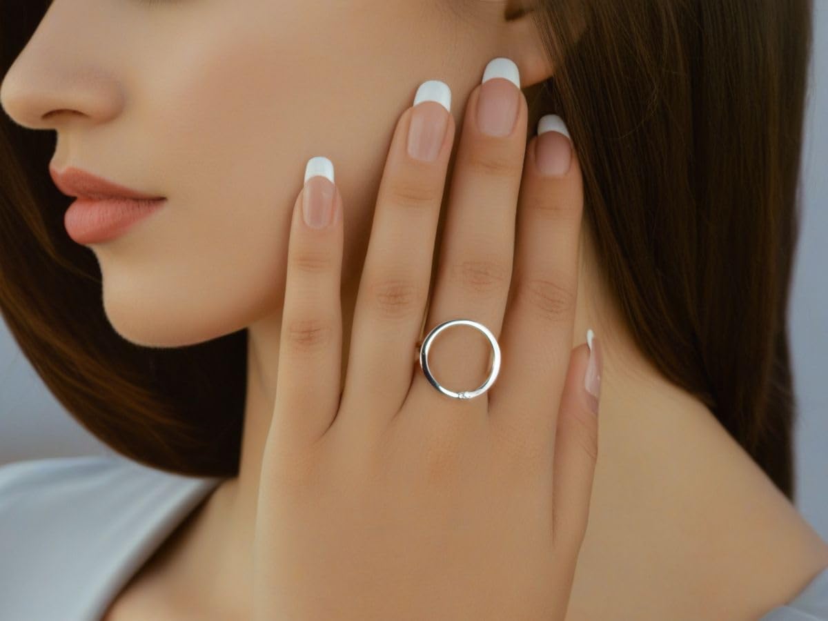 NicoWerk Anillo de plata 925 para mujer, elegante anillo de plata 925 con piedra, ajustable, sencillo y brillante - SRI1109