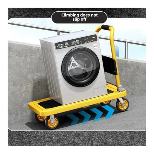 Carretilla plegable pequeña de cuatro ruedas amarilla miniatura 4