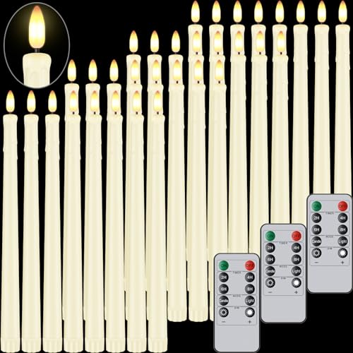 Pack de 5 velas cónicas sin llama con temporizador y mando a distancia