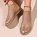 Yoeuxet Ultra Comfortable Mesh Flats for Women Fishnet Sandals Low Heel Slip on Rhinestone Shoes (8, Gold)
