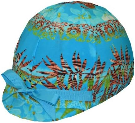 Equestrian Riding Helmet Cover - Turquoise Palms