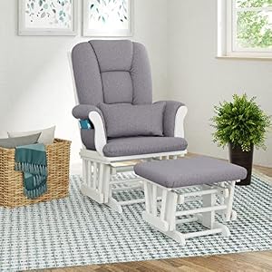 Storkcraft Tuscany Custom Glider and Ottoman with Free Lumbar Pillow (White/Slate Gray Swirl) - Cleanable Upholstered Comfort Rocking Nursery Chair with Ottoman Storkcraft Tuscany Custom Glider and Ottoman with Free Lumbar Pillow WhiteSlate Gray Swirl Cleanable Upholstered Comfort Rocking Nursery Chair with Ottoman