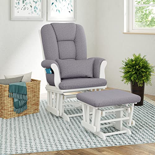 Storkcraft-Tuscany-Custom-Glider-and-Ottoman-with-Free-Lumbar-Pillow-WhiteSlate-Gray-Swirl-Cleanable-Upholstered-Comfort-Rocking-Nursery-Chair-with-Ottoman Storkcraft Tuscany Custom Glider and Ottoman with Free Lumbar Pillow WhiteSlate Gray Swirl Cleanable Upholstered Comfort Rocking Nursery Chair with Ottoman